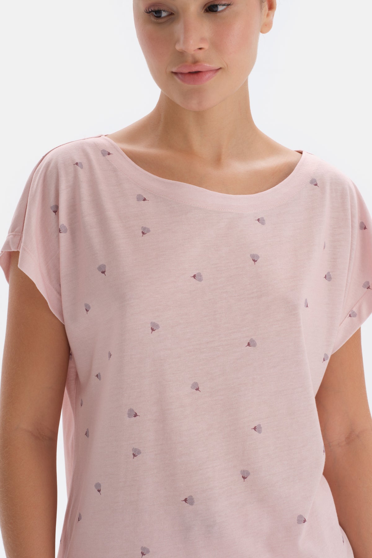 Açık Pembe Mıkroprınt Baskılı Örme Pijama Takımı