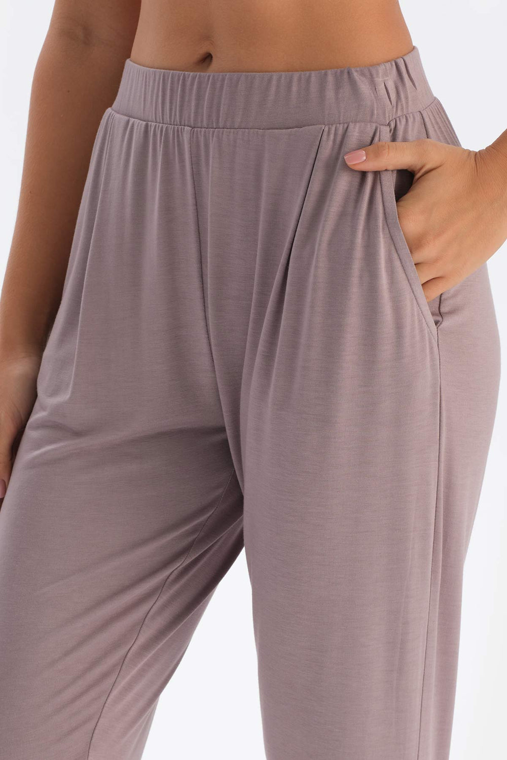 Açık Lila V Yaka Örme Pijama Takımı