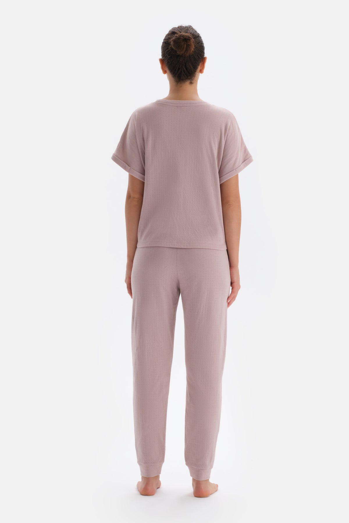 Açık Pembe Kısa Kollu Oversize Jogger Paça Pijama Takımı