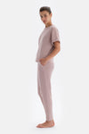 Açık Pembe Kısa Kollu Oversize Jogger Paça Pijama Takımı