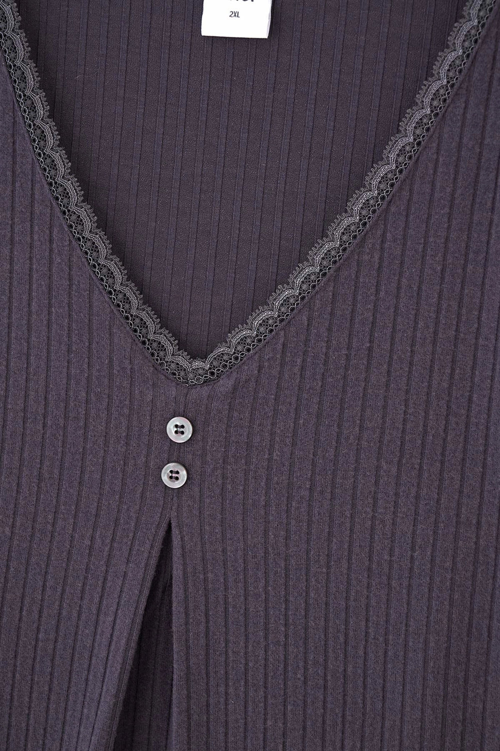 Antrasıt Dantel Detaylı Plus Size Viskon Pijama Takımı