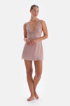 Soft Pembe Soft Dantel Detaylı Gecelik