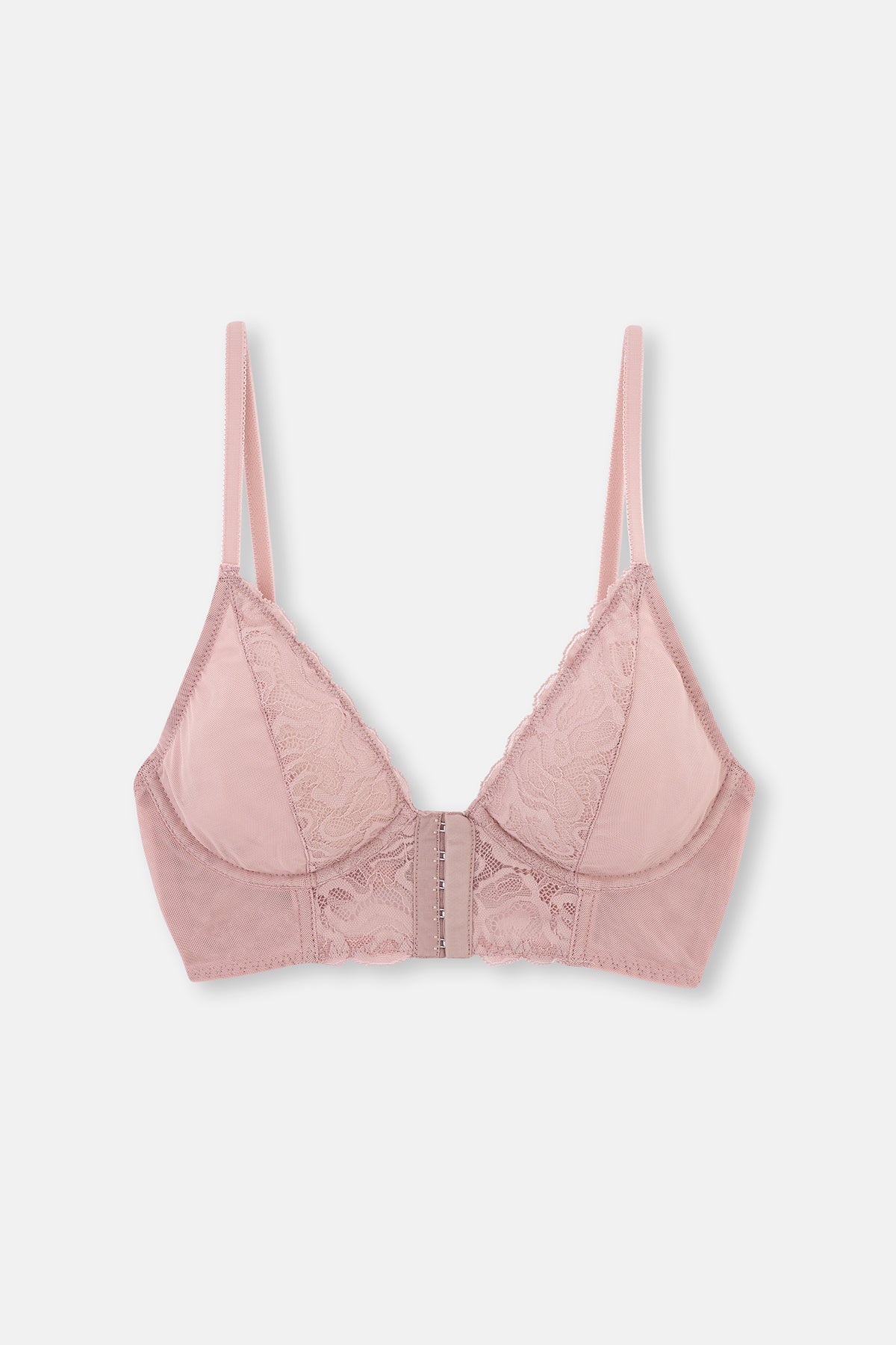 Soft Pembe Soft Dantel Ve Tül Detaylı Balenli Bralet