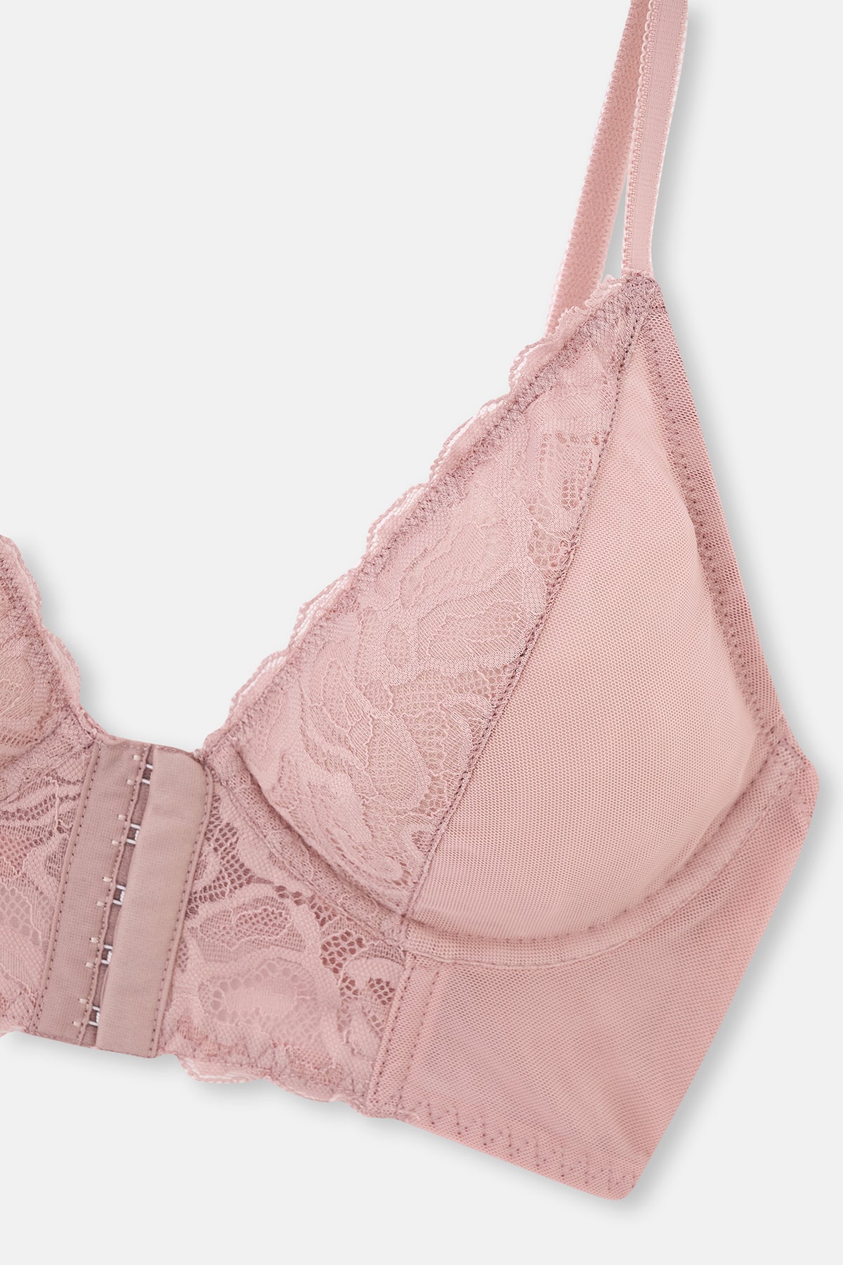 Soft Pembe Soft Dantel Ve Tül Detaylı Balenli Bralet