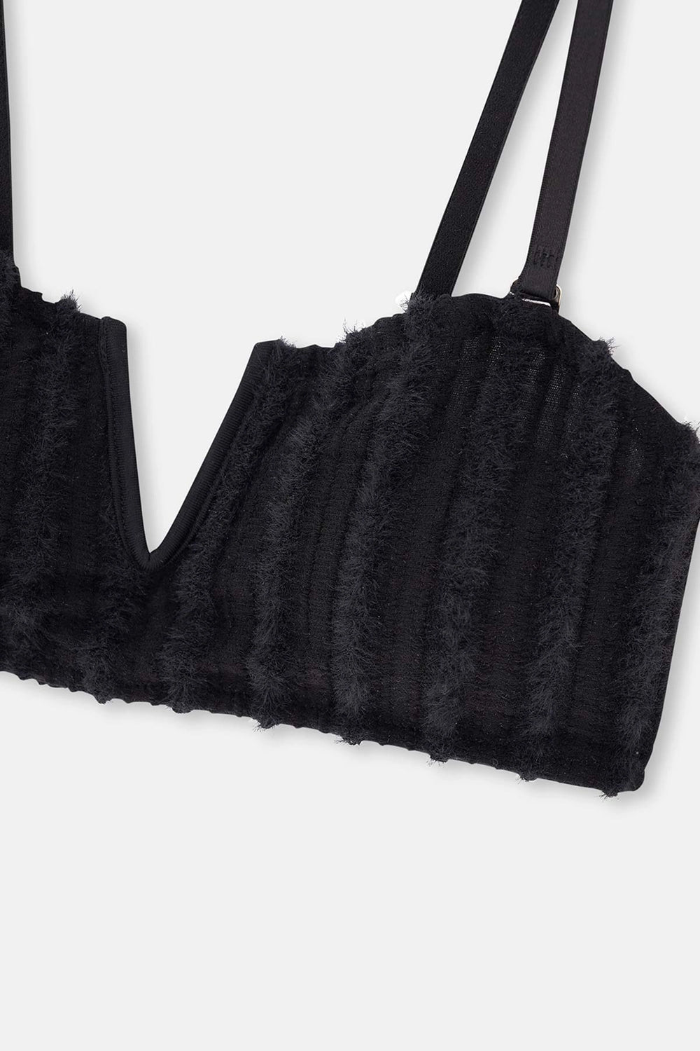 Siyah Dantel Derin V Detaylı Büstiyer