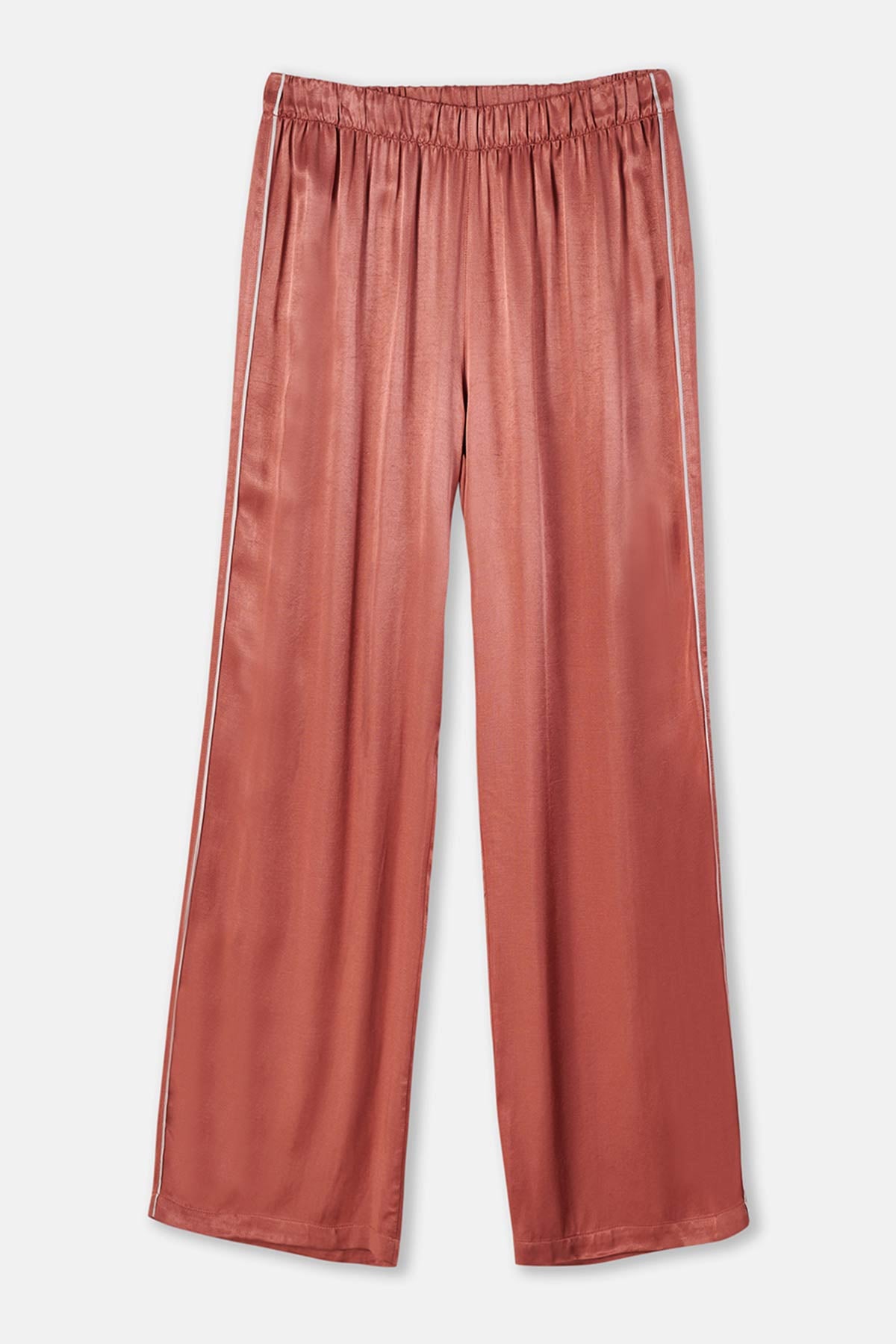 Kiremit Biye Detaylı Saten Pantolon Pijama Altı