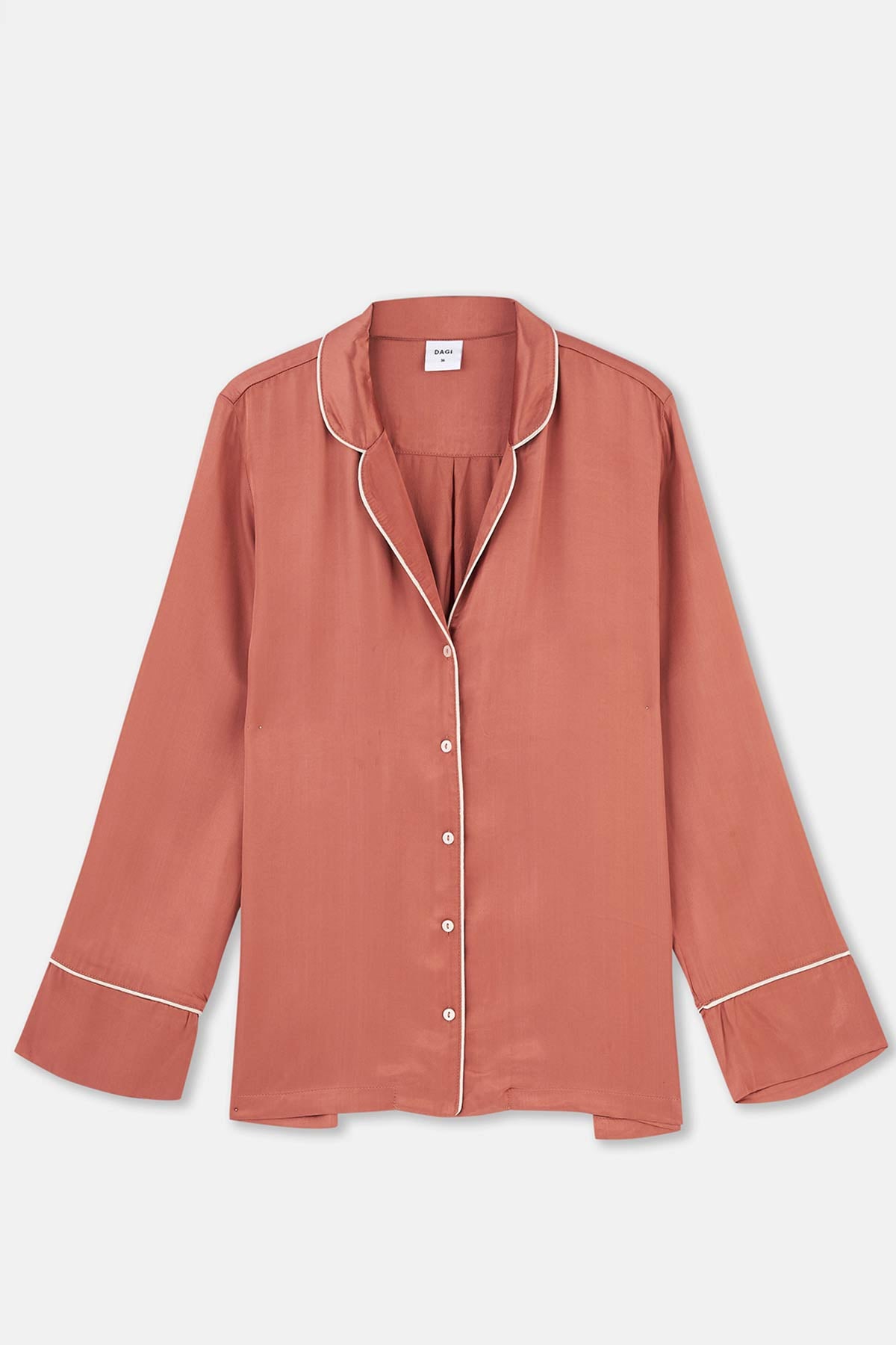 Kiremit Biye Detaylı Dokuma Gömlek Pijama Üstü