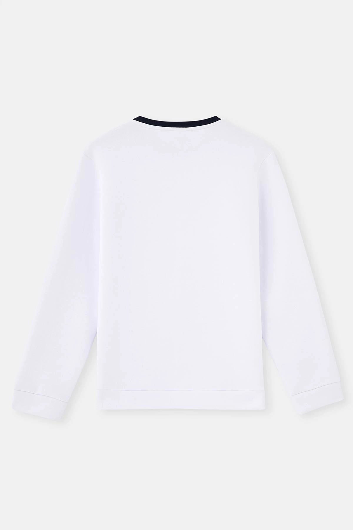 Beyaz Uzun Kollu Sweatshirt Pijama Üstü