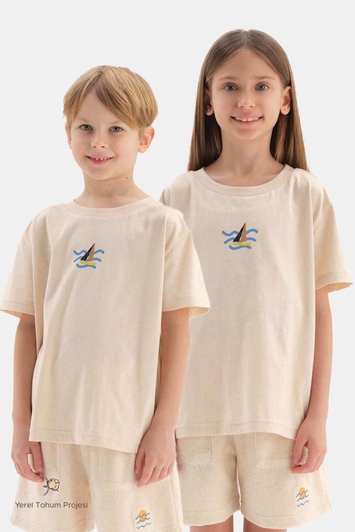 Bej Doğal Renkli Unısex Tişört