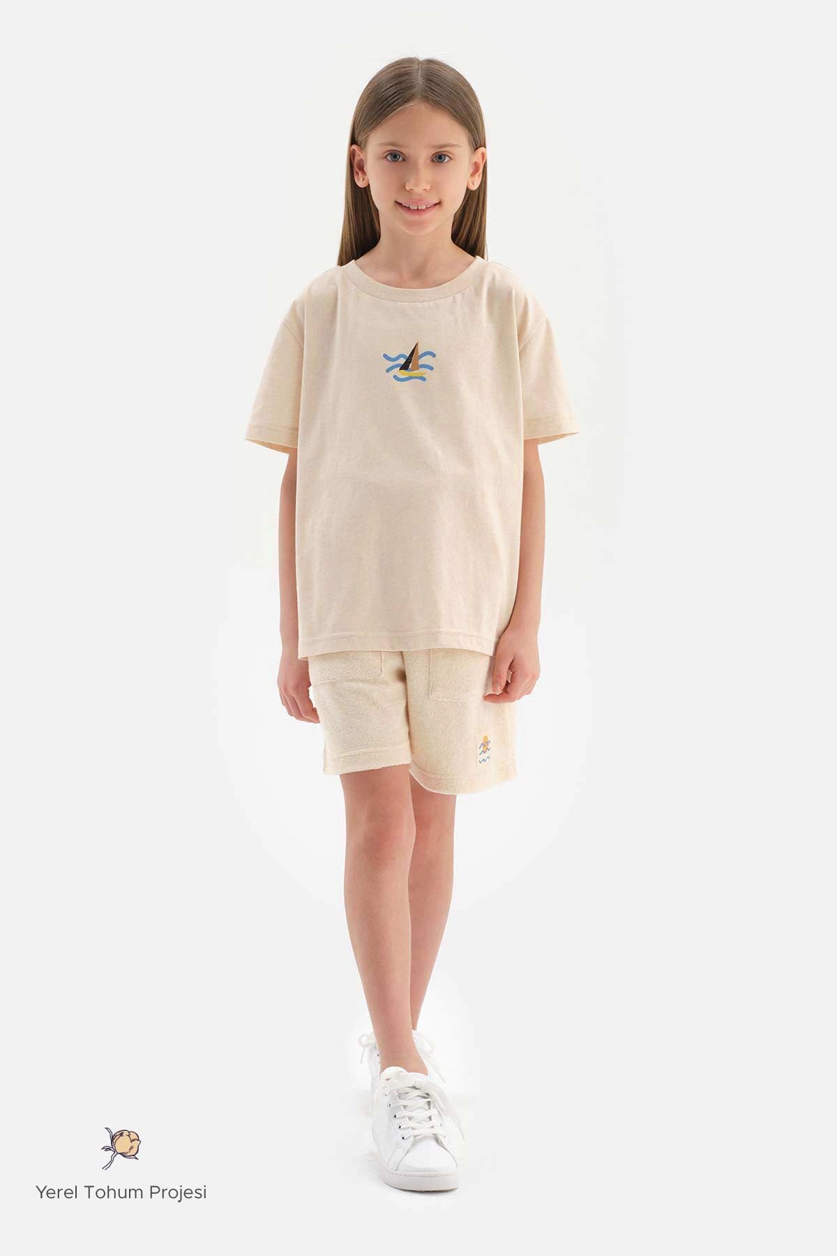 Bej Doğal Renkli Unısex Havlu Şort