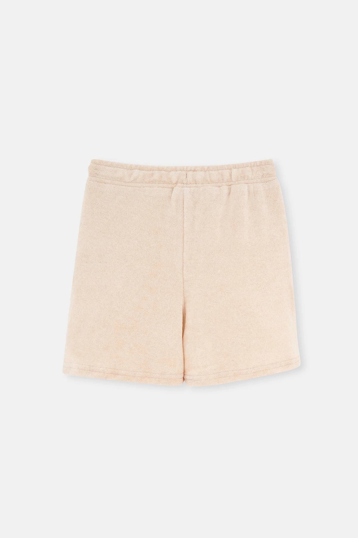 Bej Doğal Renkli Unısex Havlu Şort