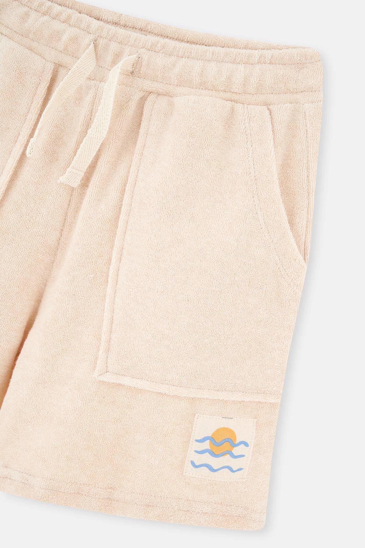 Bej Doğal Renkli Unısex Havlu Şort