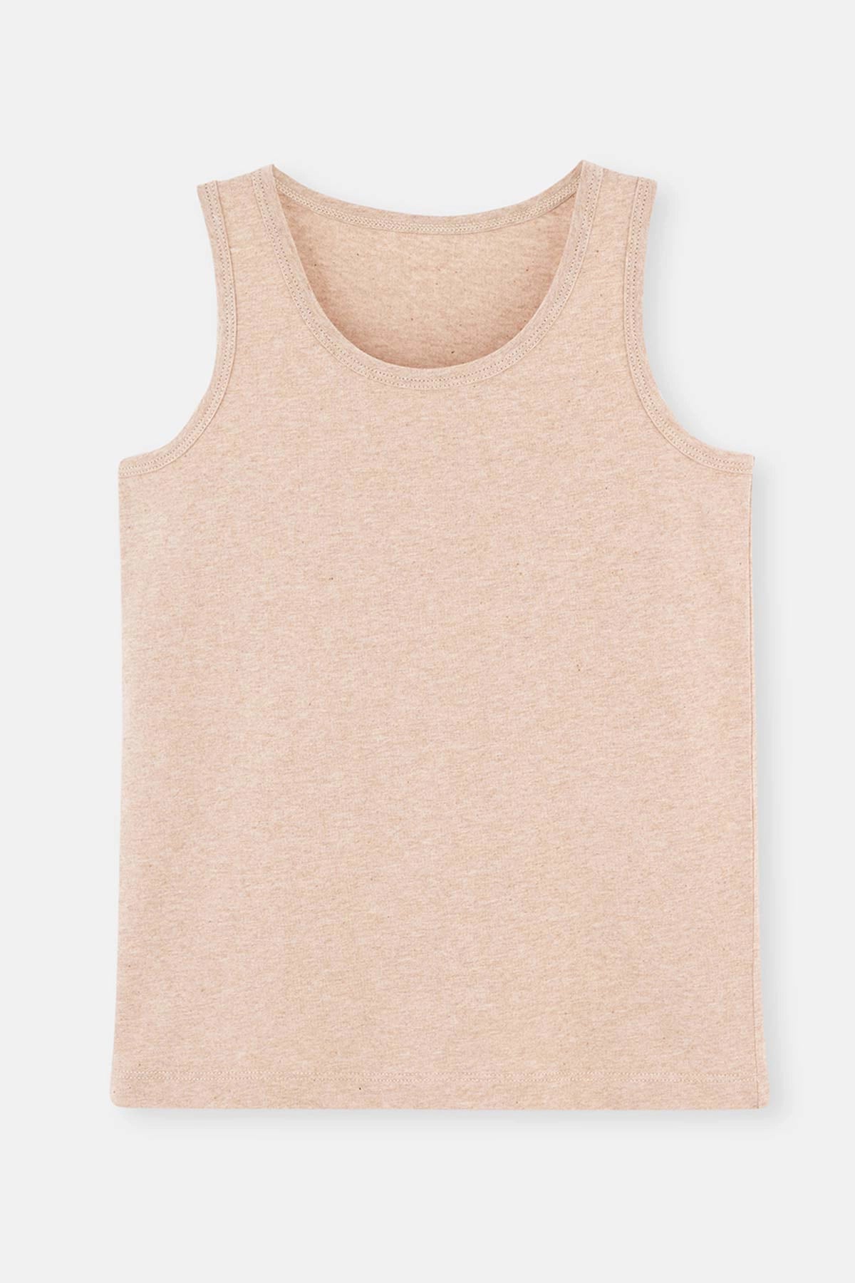 Bej Melanj - Kahve Melanj 2'Li Erkek Çocuk Pamuk Atlet