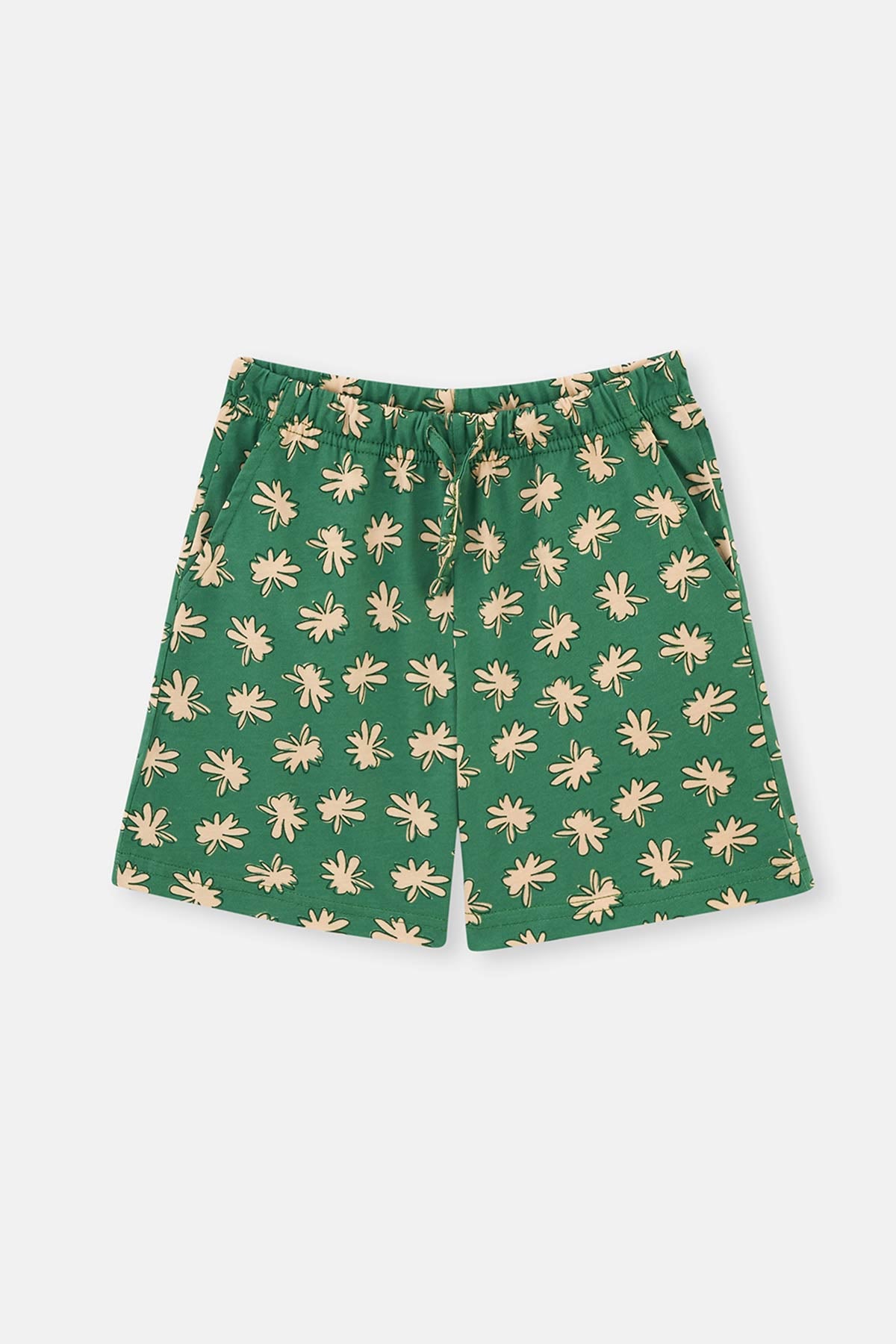 Somon Kısa Kollu Tişört Metraj Baskılı Şort Pijama Takımı