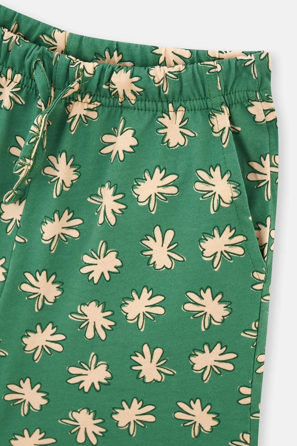 Somon Kısa Kollu Tişört Metraj Baskılı Şort Pijama Takımı