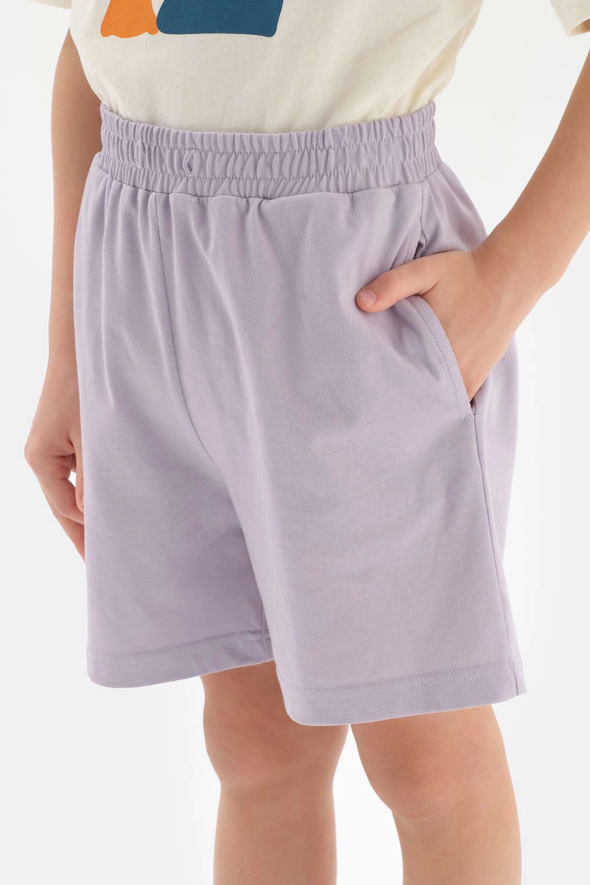 Ekru Erkek Çocuk Slogan Baskılı Kısa Kol Şortlu Pijama Takımı