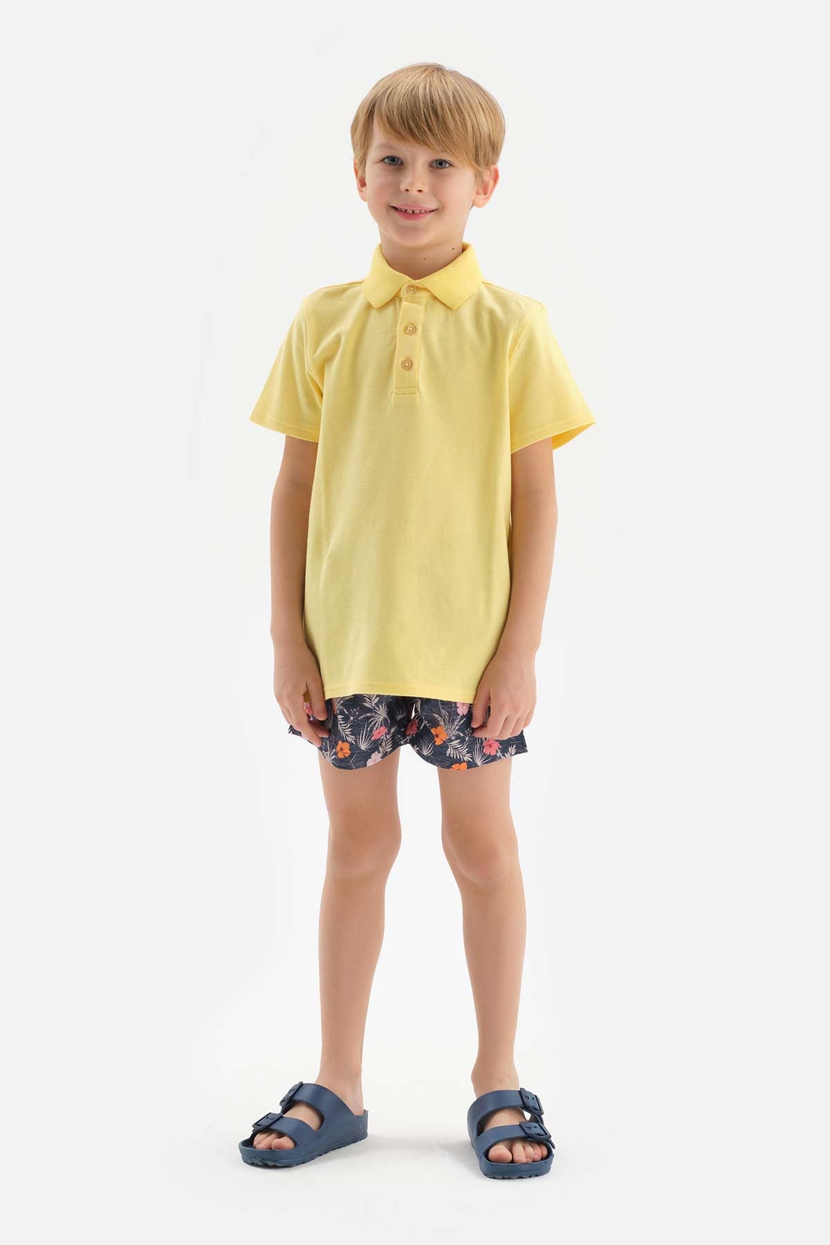 Indigo-Turuncu Indıgo - Micro Erkek Çocuk Çiçek Desenli Şort