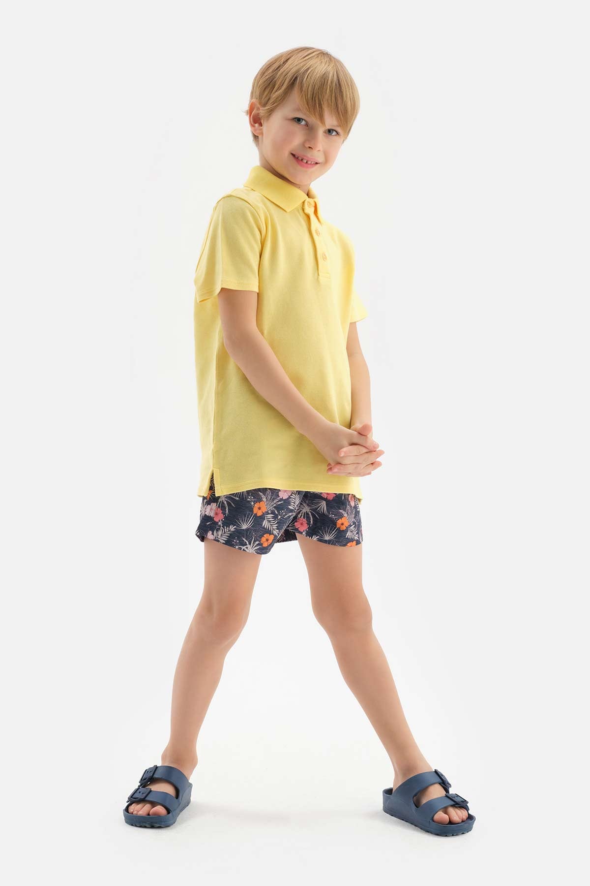 Indigo-Turuncu Indıgo - Micro Erkek Çocuk Çiçek Desenli Şort