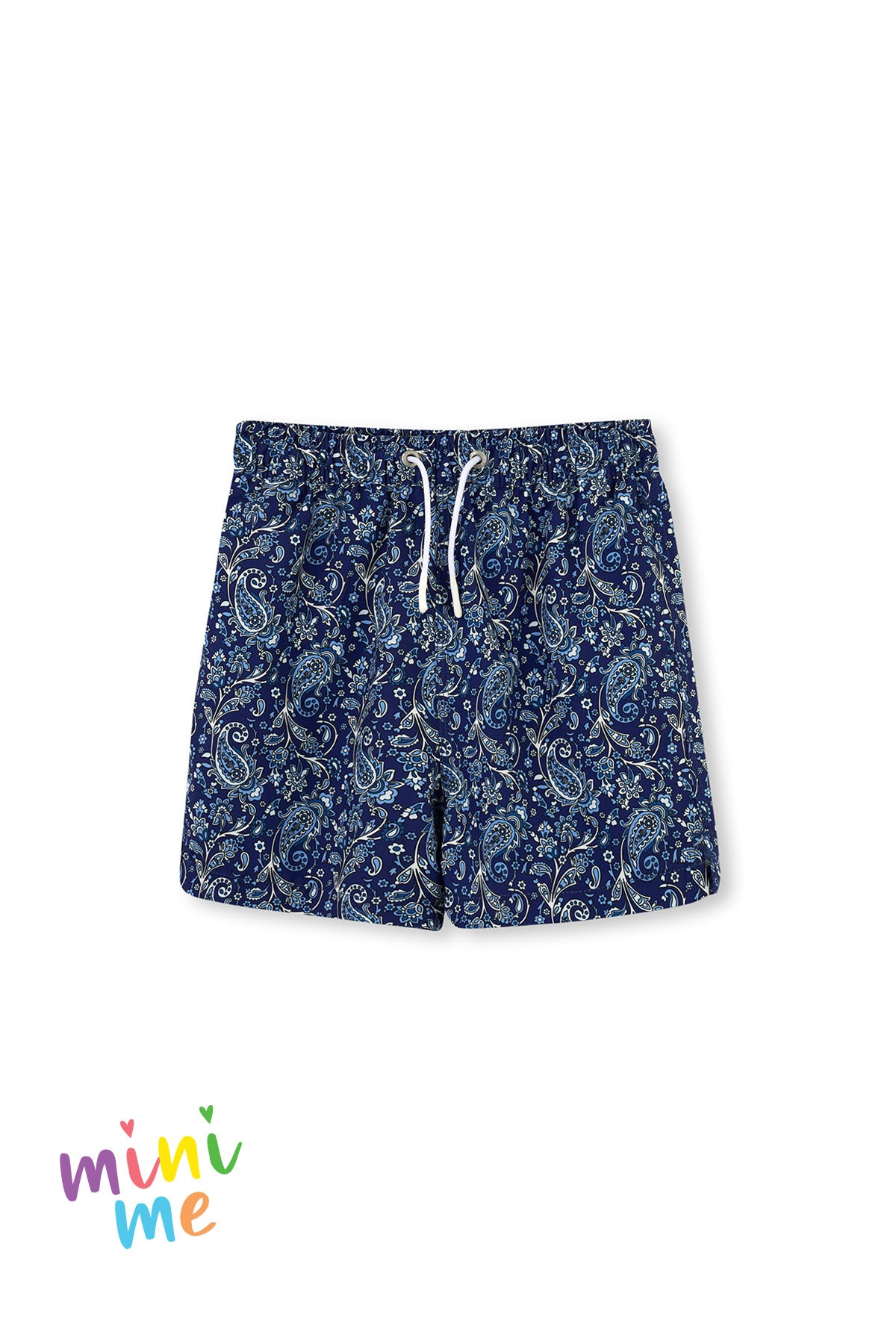 Lacivert Şal Desenli Kısa Deniz Şortu