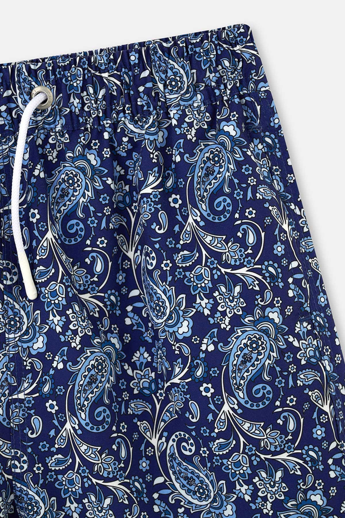 Lacivert Şal Desenli Kısa Deniz Şortu