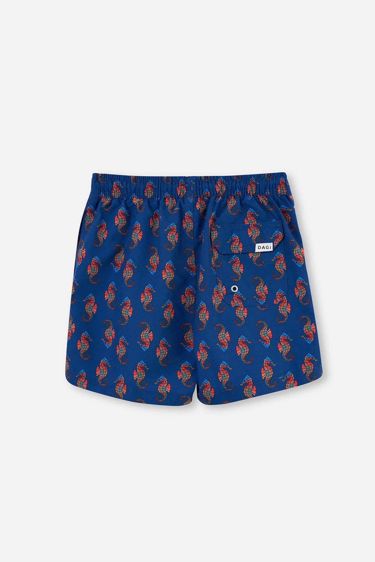 Lacivert Deniz Atı Desenli Kısa Şort