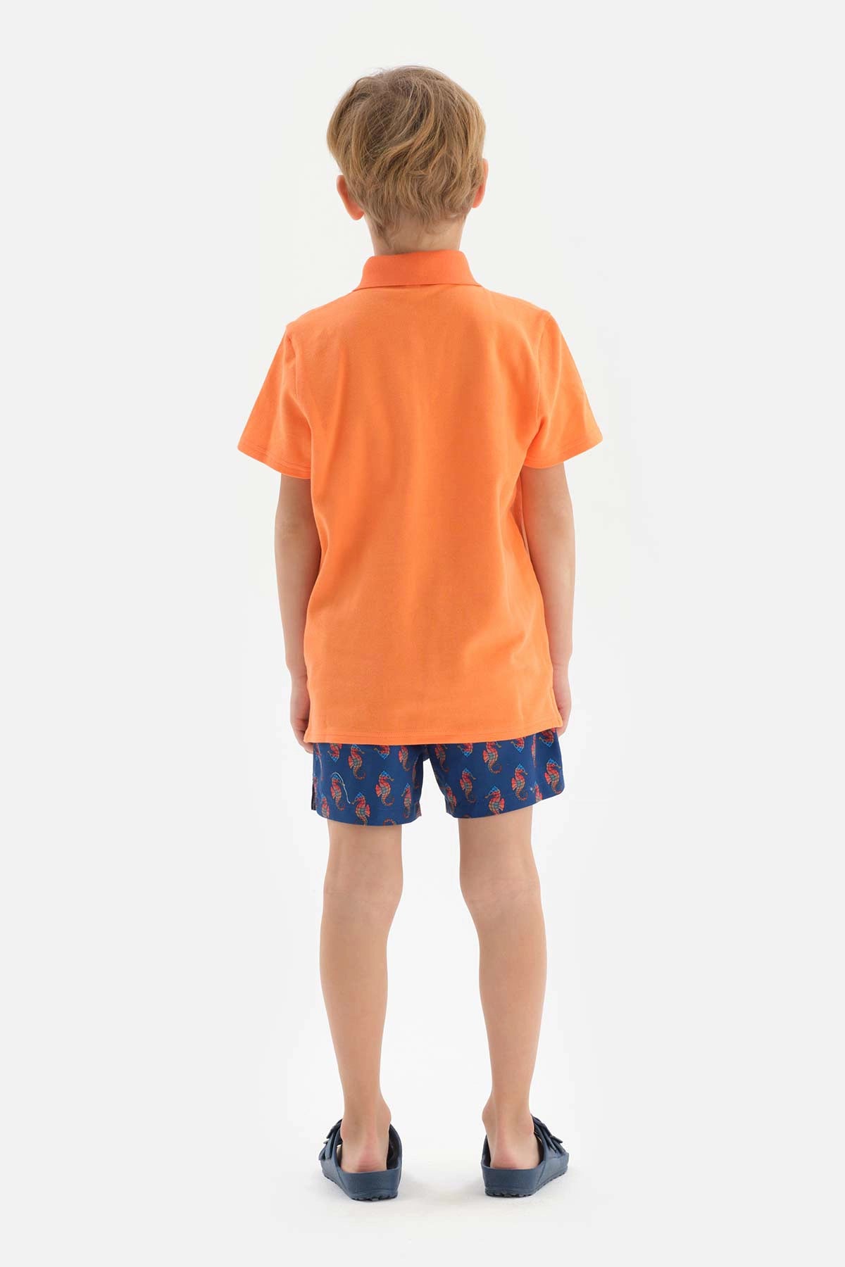 Lacivert Deniz Atı Desenli Kısa Şort