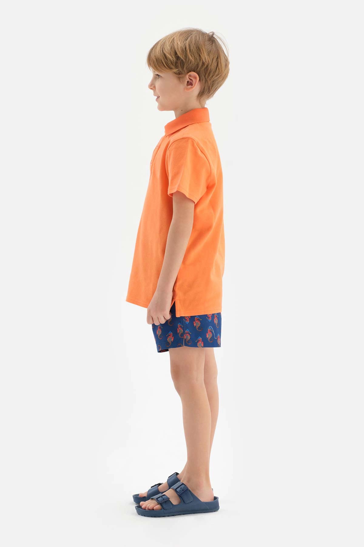 Lacivert Deniz Atı Desenli Kısa Şort