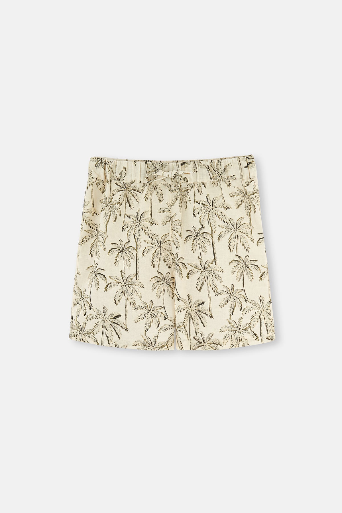 Bej Keten Palmiye Şort