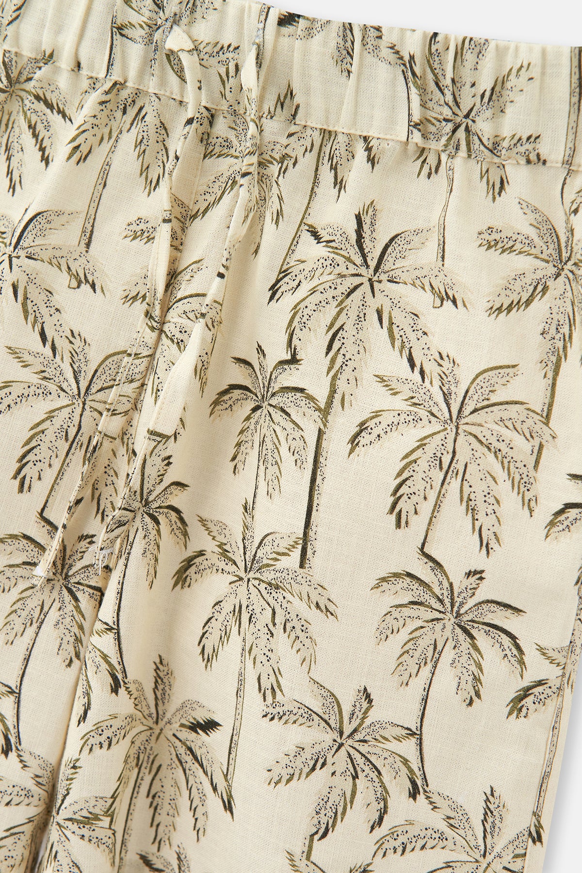 Bej Keten Palmiye Şort