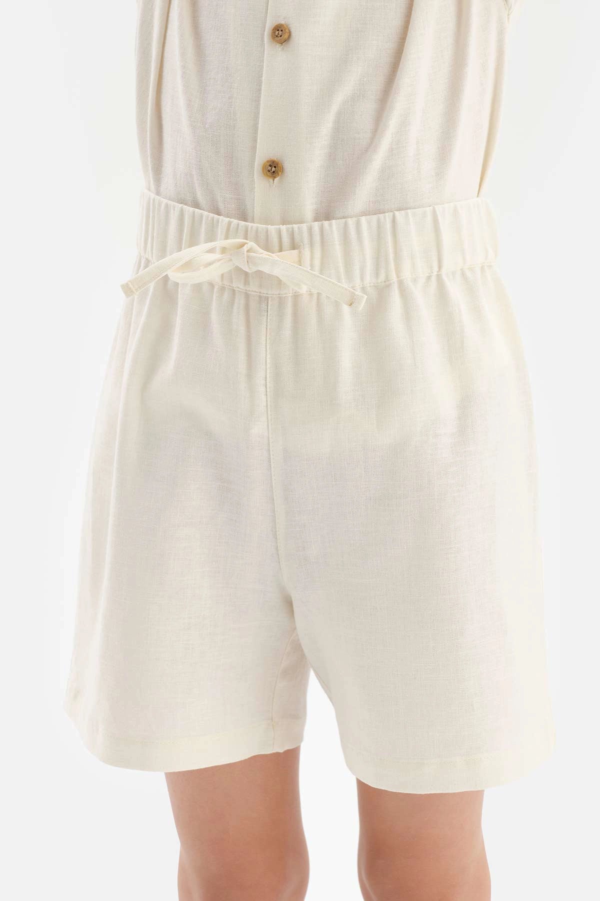 Bej Keten Şort