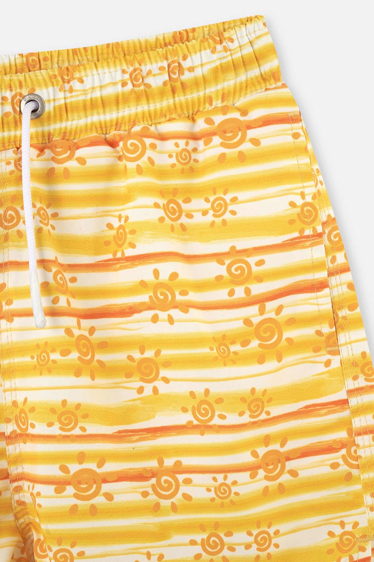 Ekru Sarı Erkek Çocuk Güneş Baskılı Deniz Şortu