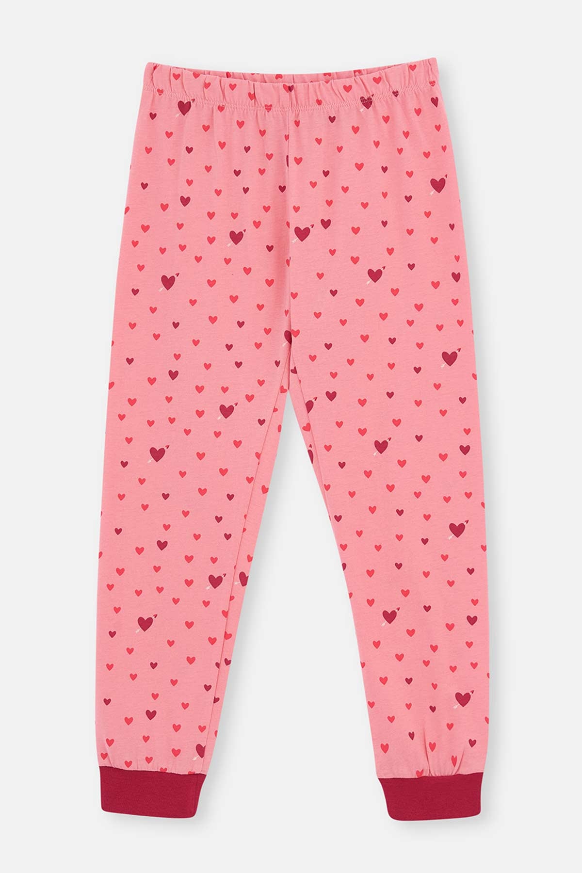 Pembe Kız Çocuk Lisans Baskılı Uzun Kollu Jogger Paçalı Pijama Takımı