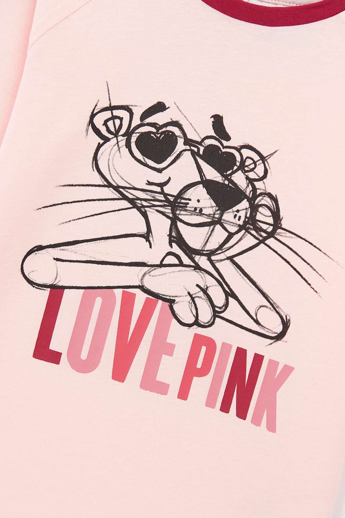 Pembe Kız Çocuk Lisans Baskılı Uzun Kollu Jogger Paçalı Pijama Takımı