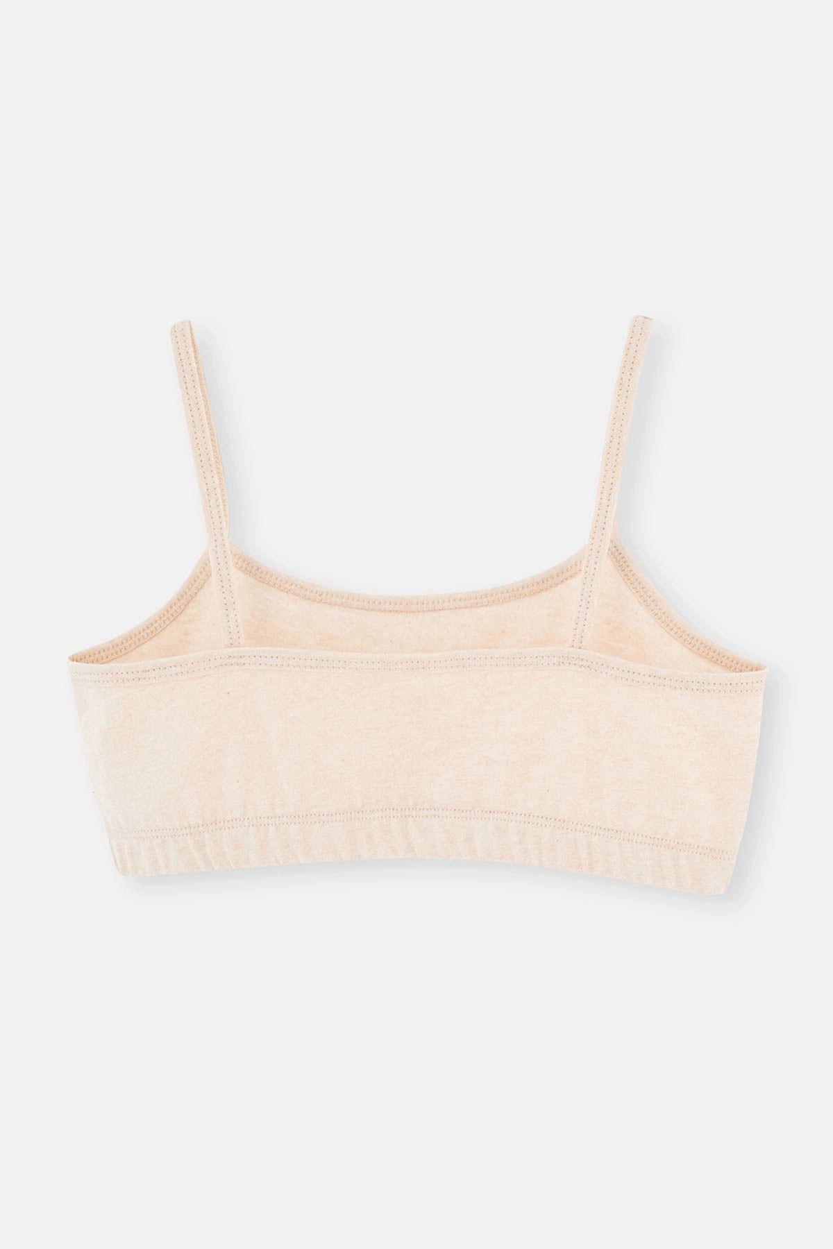 Bej Melanj - Kahve Melanj 2'Li Kız Çocuk Pamuk Büstiyer