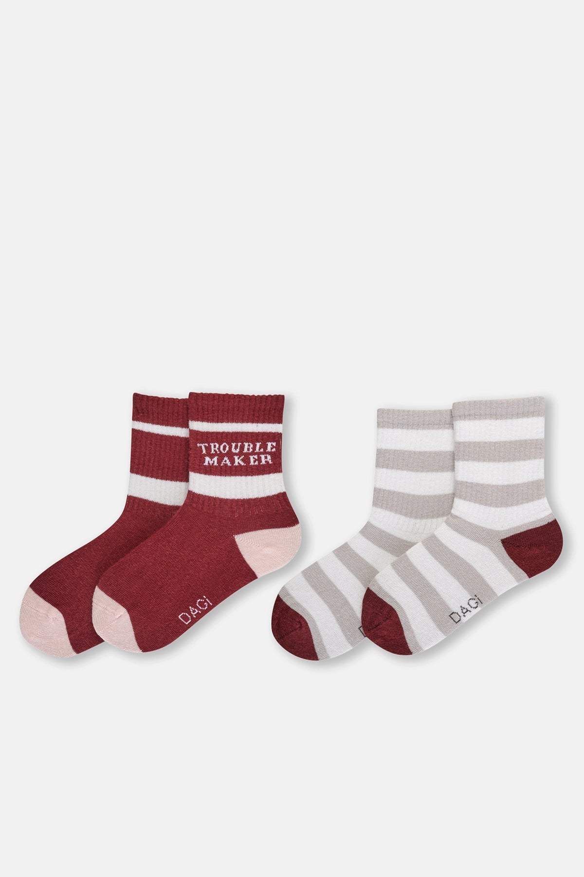 Pembe Kız Çocuk Trouble Maker Çorap 2'Li