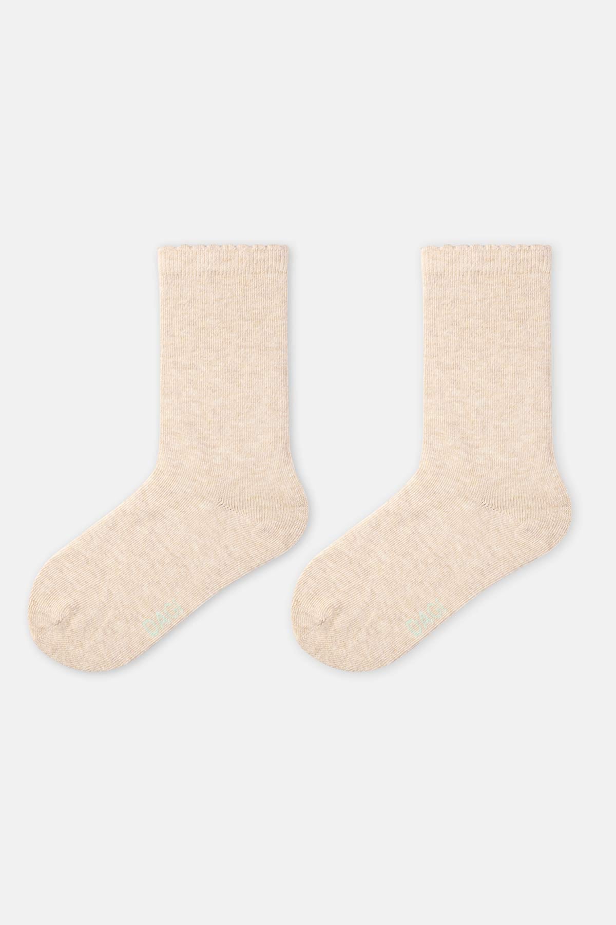 Mint Kız Çocuk Fırfır Lastikli Çorap 2'Li