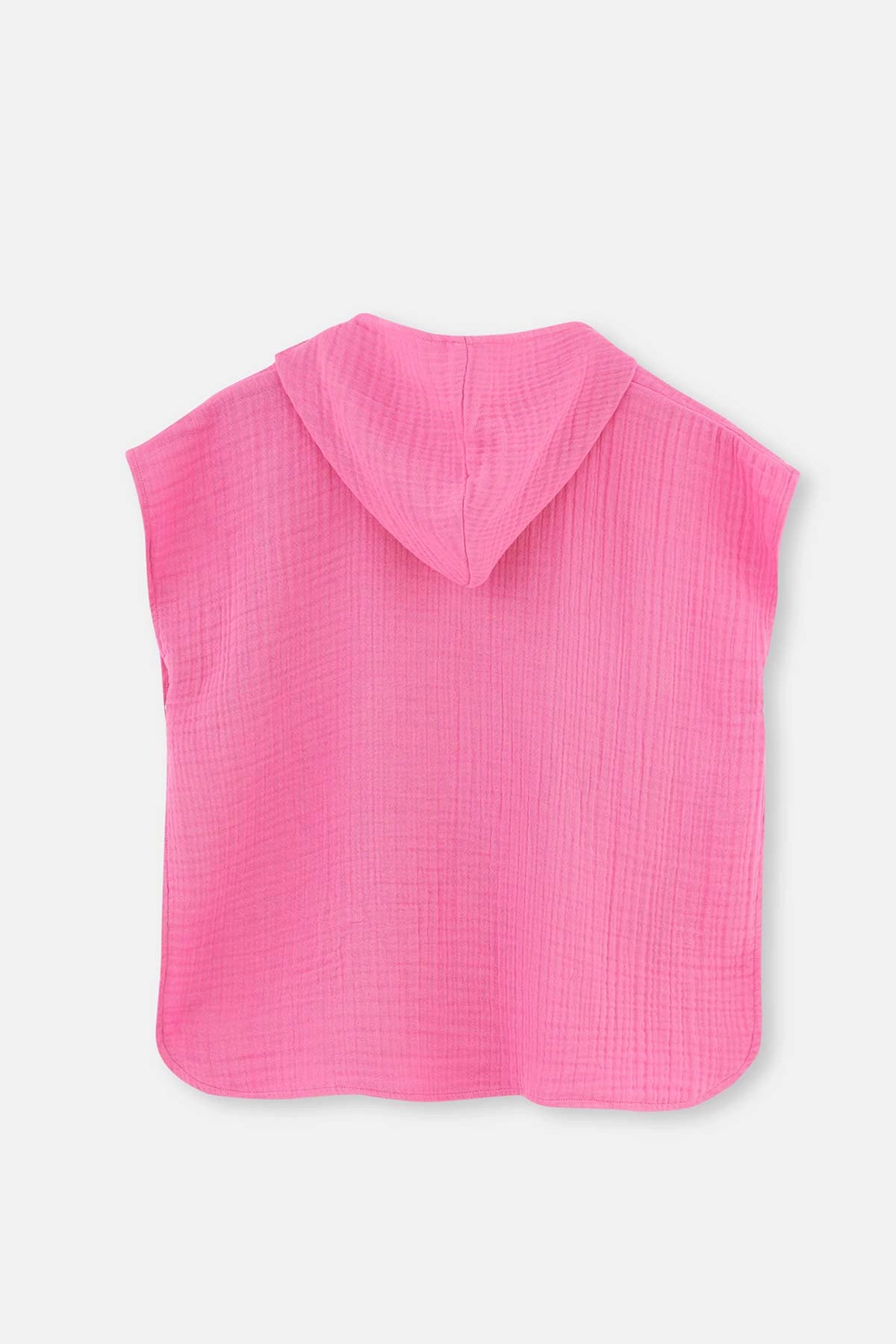 Pembe Kız Çocuk Müslin Kapüşonlu Panço