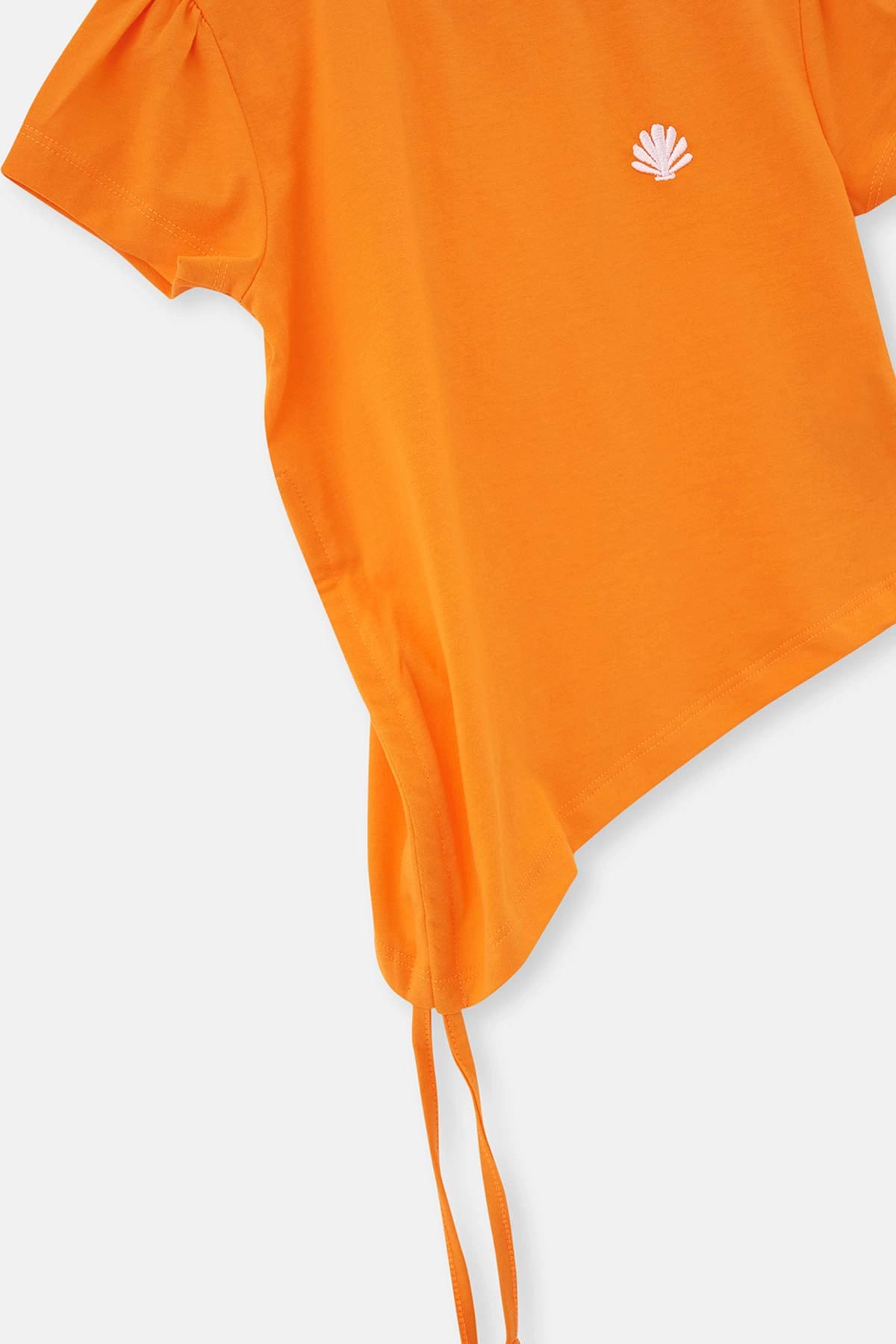 Turuncu Bağlama Detaylı Kısa Kollu Tişört Şort Pijama Takımı