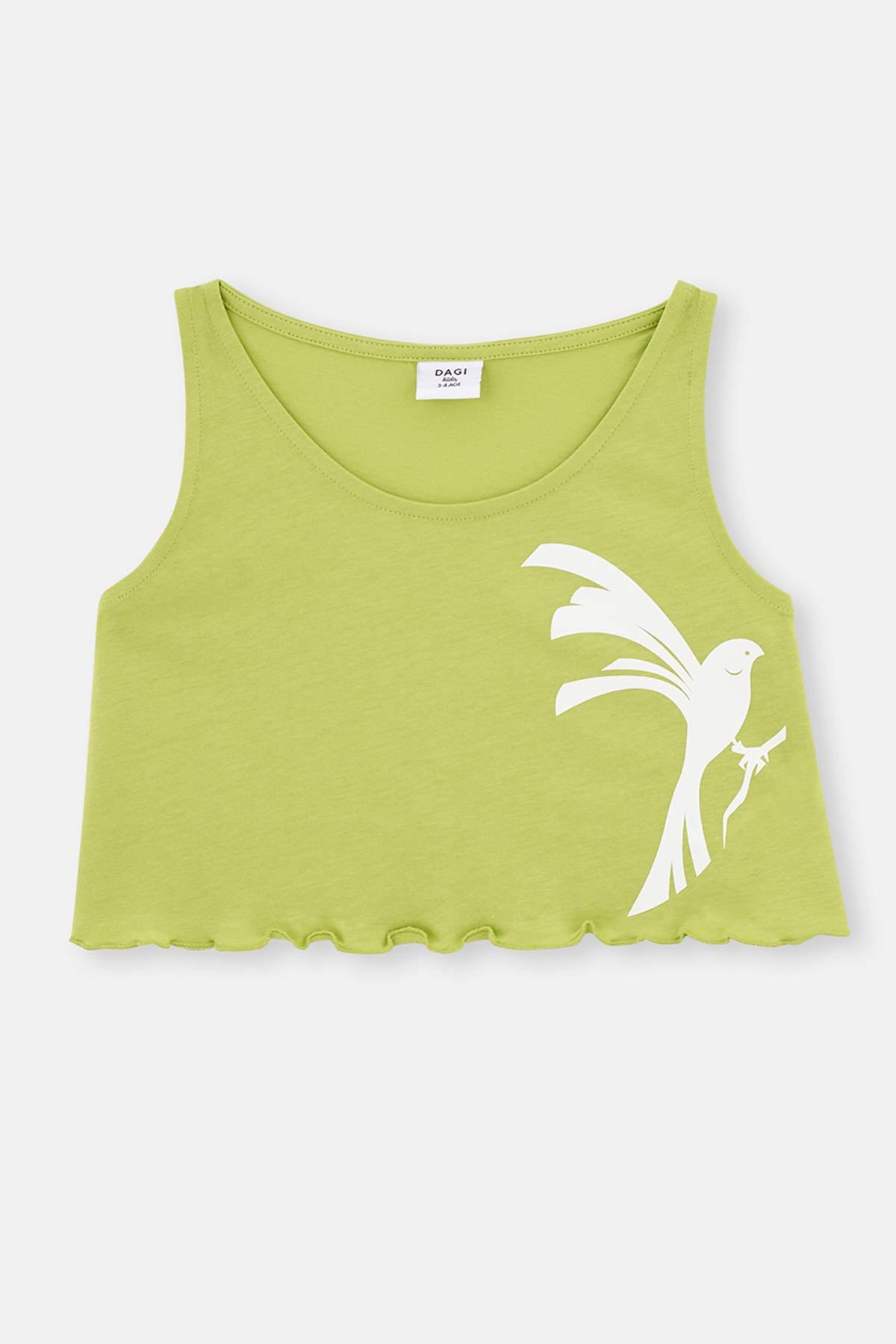 Yeşil Kuş Desenli Örme Atlet Şort Pijama Takımı