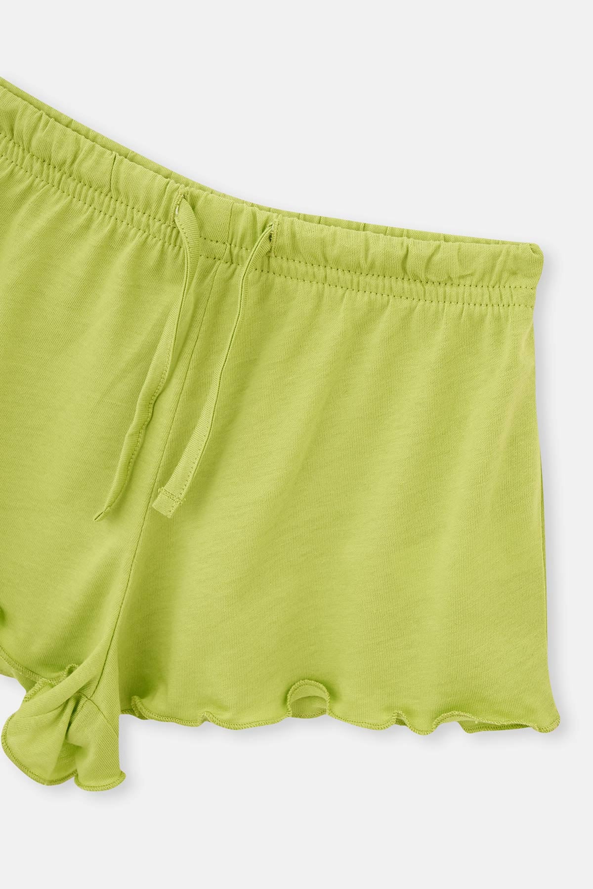 Yeşil Kuş Desenli Örme Atlet Şort Pijama Takımı