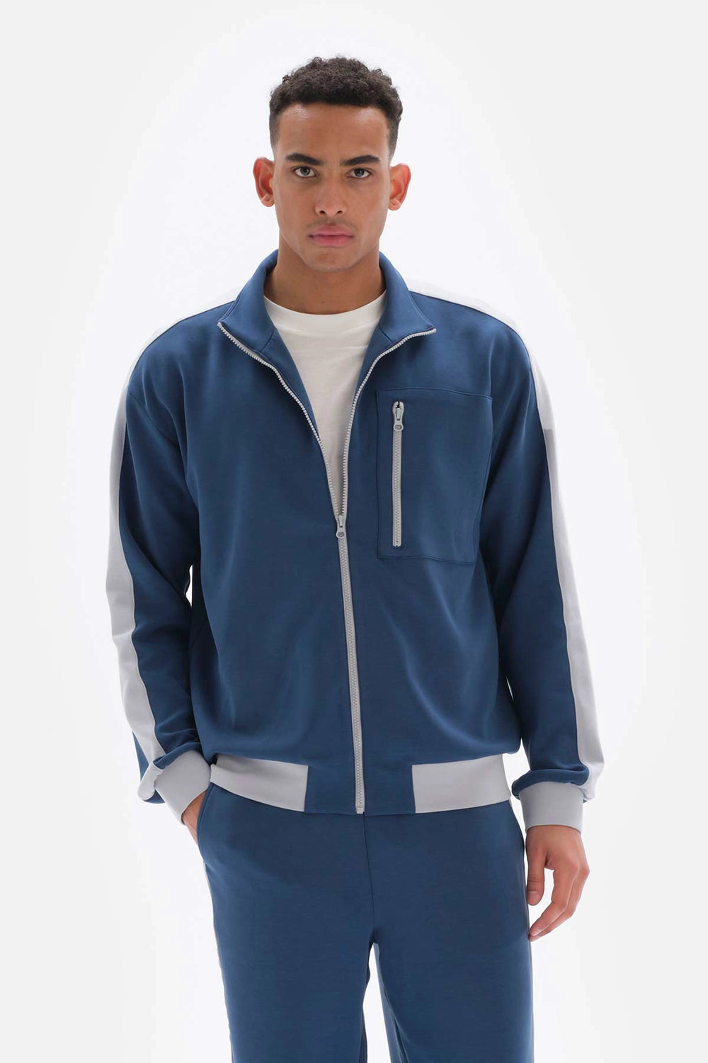 Koyu Indigo Dagi Active Fermuarlı Modal Eşofman Üstü