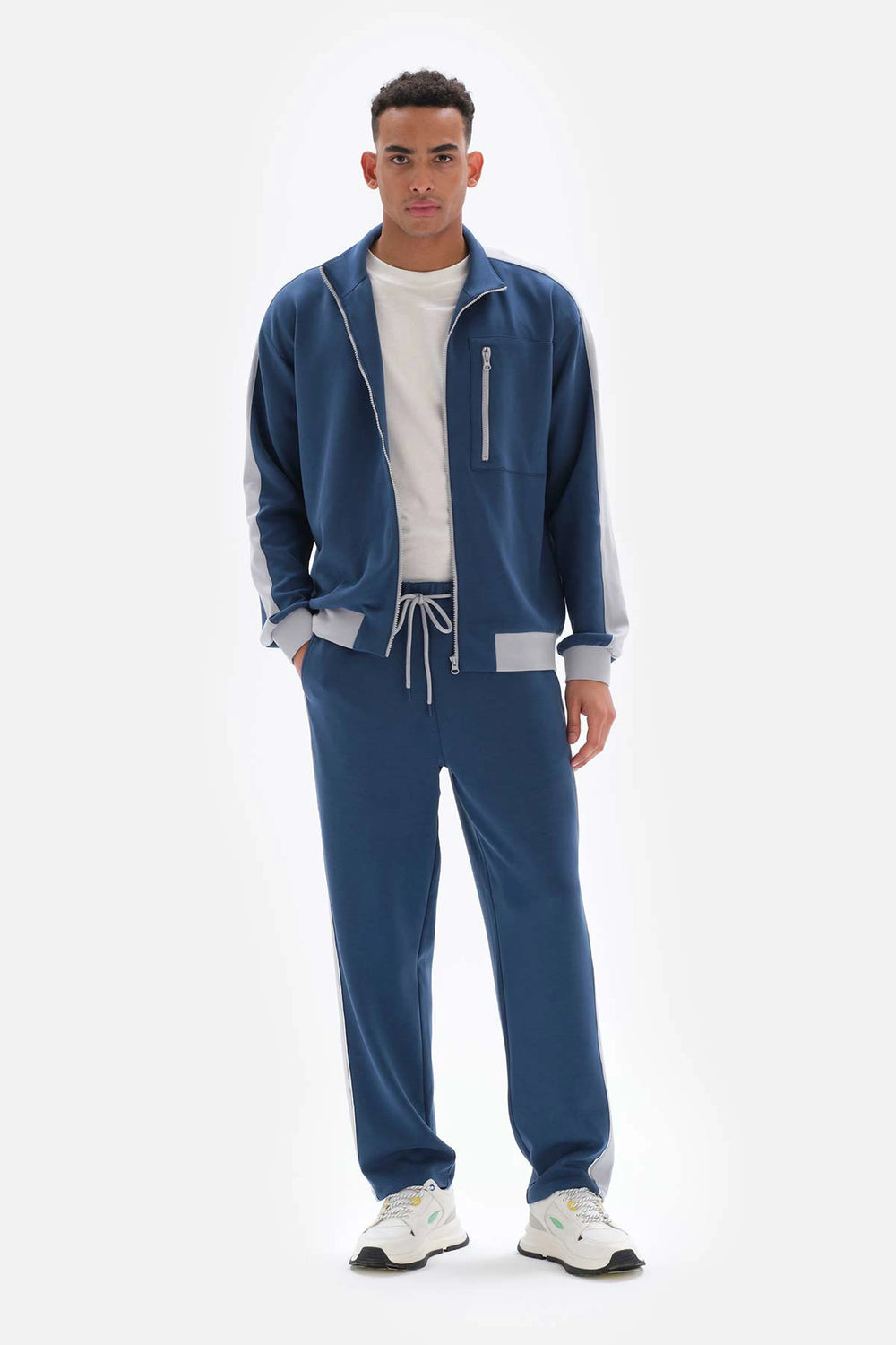 Koyu Indigo Dagi Active Fermuarlı Modal Eşofman Üstü