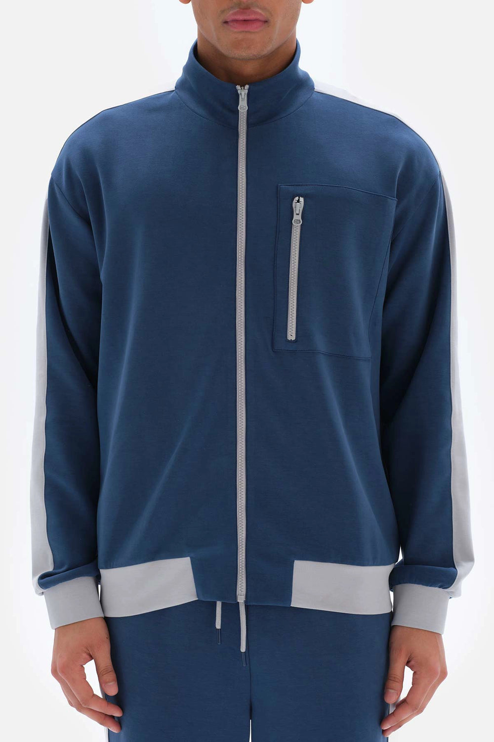 Koyu Indigo Dagi Active Fermuarlı Modal Eşofman Üstü