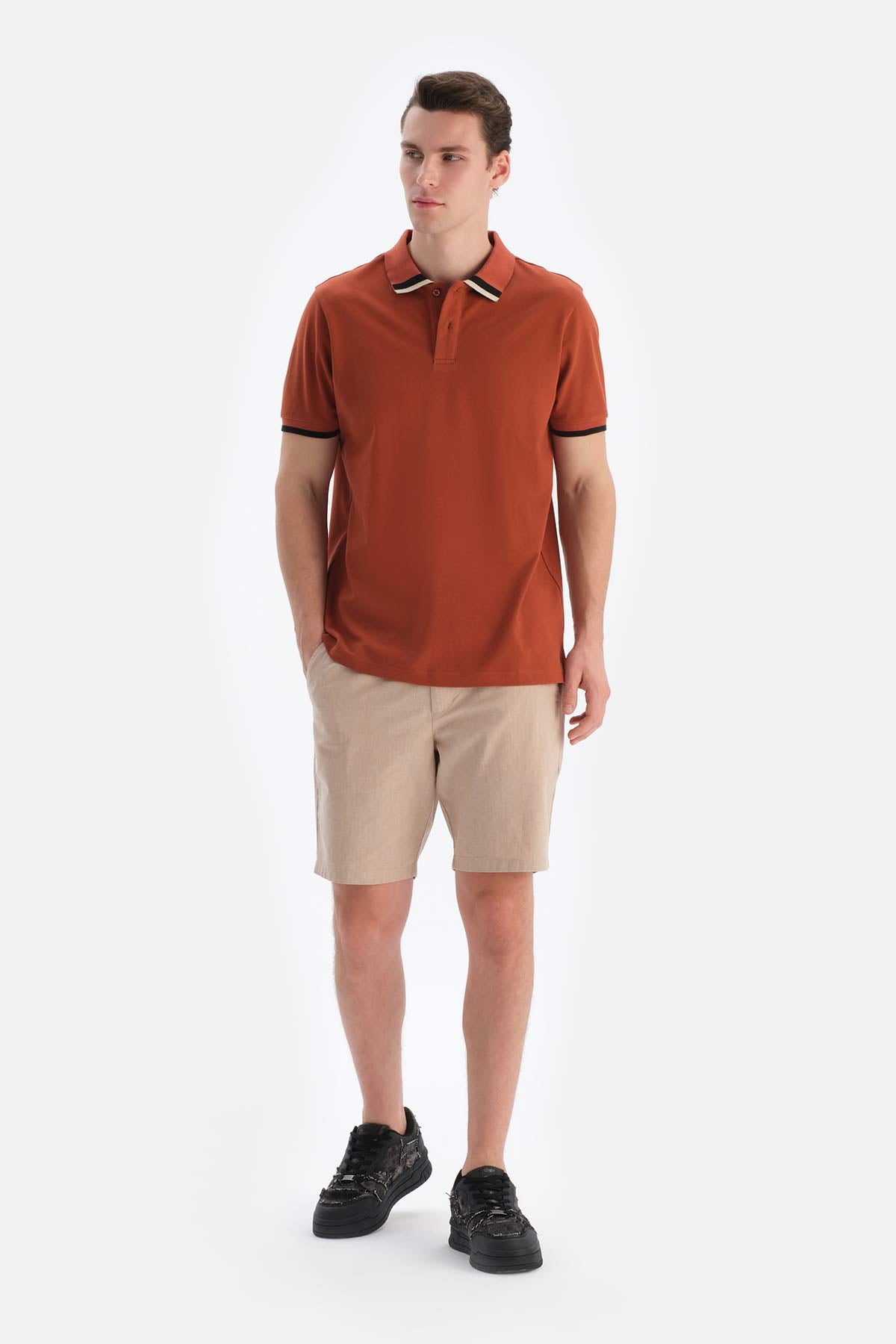 Kahverengi Polo Yaka Pike Tişört