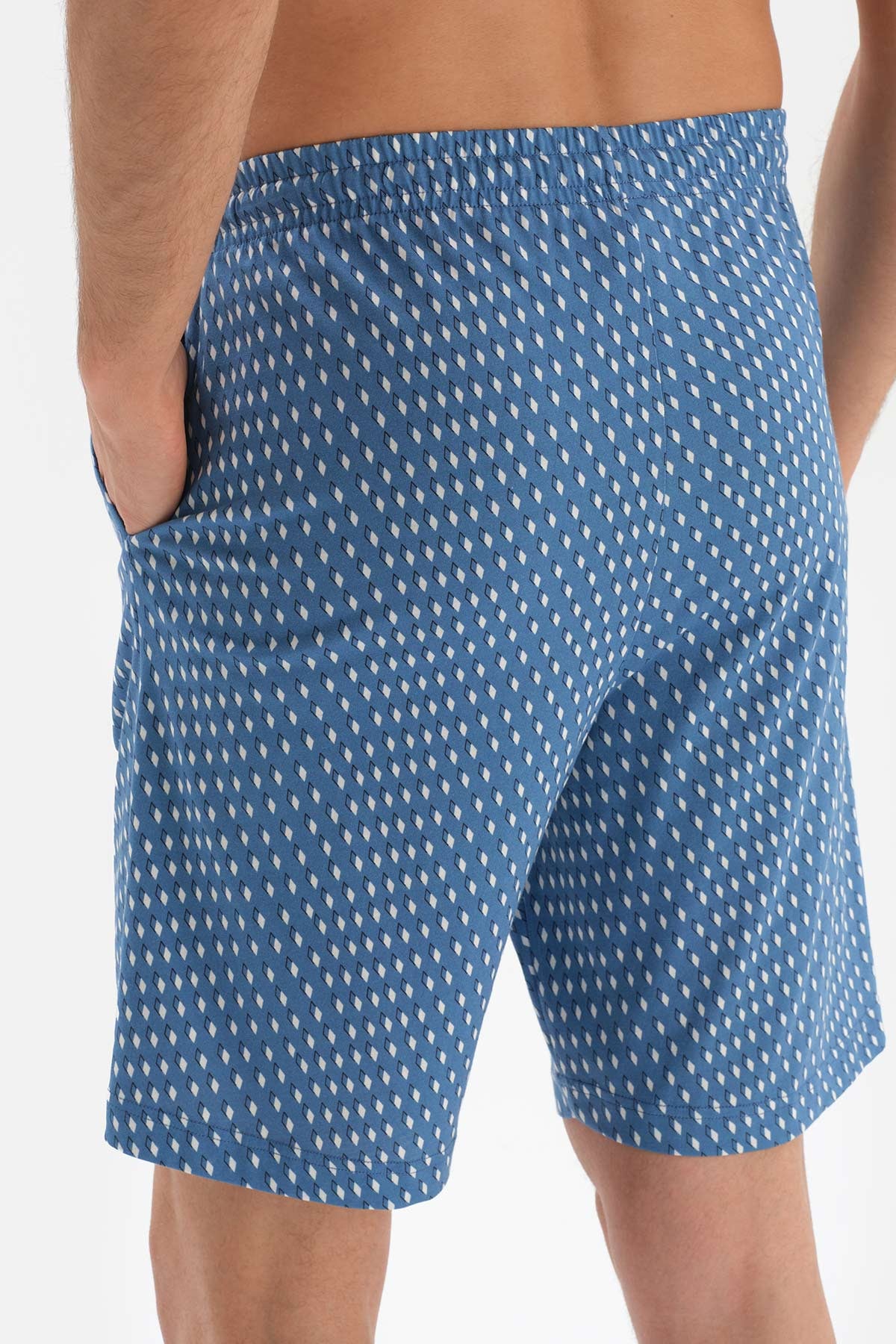 Mavi Mıkroprınt Baskılı Modal Şort