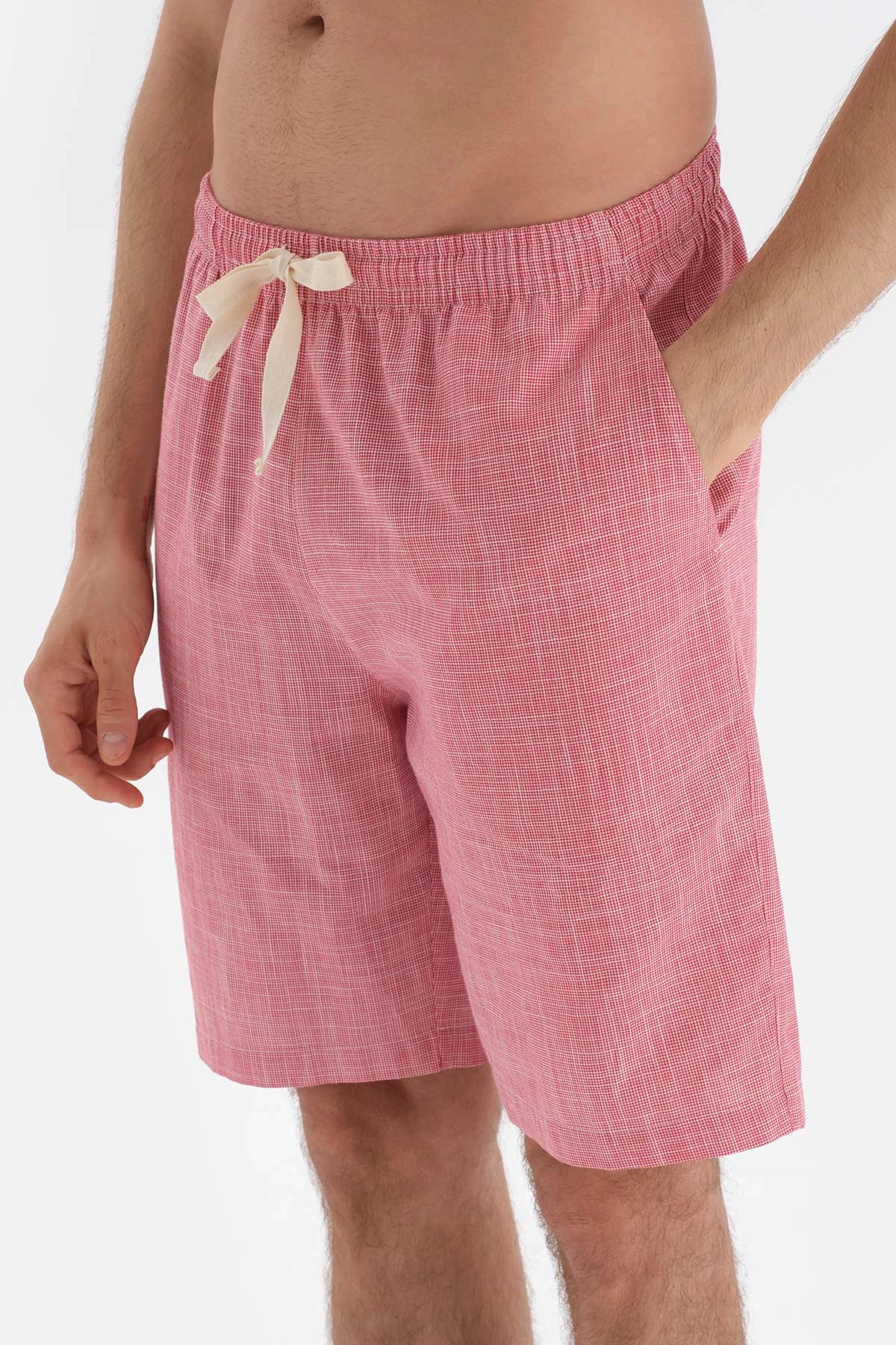 Ekru Baskılı Kısa Kol Pamuklu Şortlu Pijama Takımı