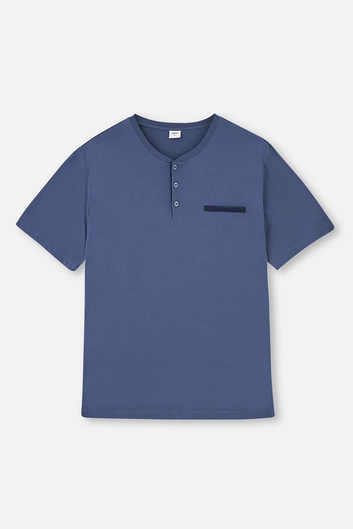 Açık Lacivert Yarım Patlı Kısa Kollu Pijama Takımı