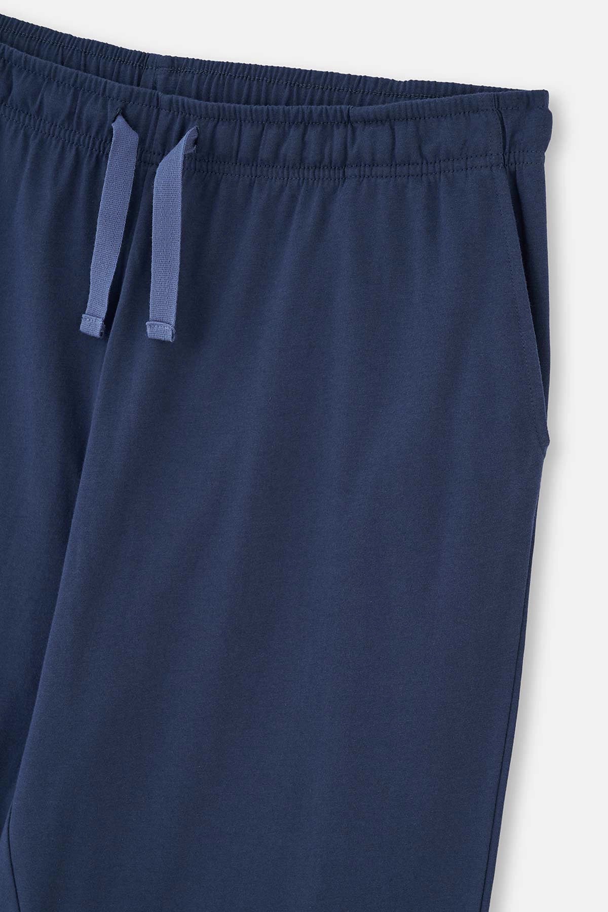 Açık Lacivert Yarım Patlı Kısa Kollu Pijama Takımı