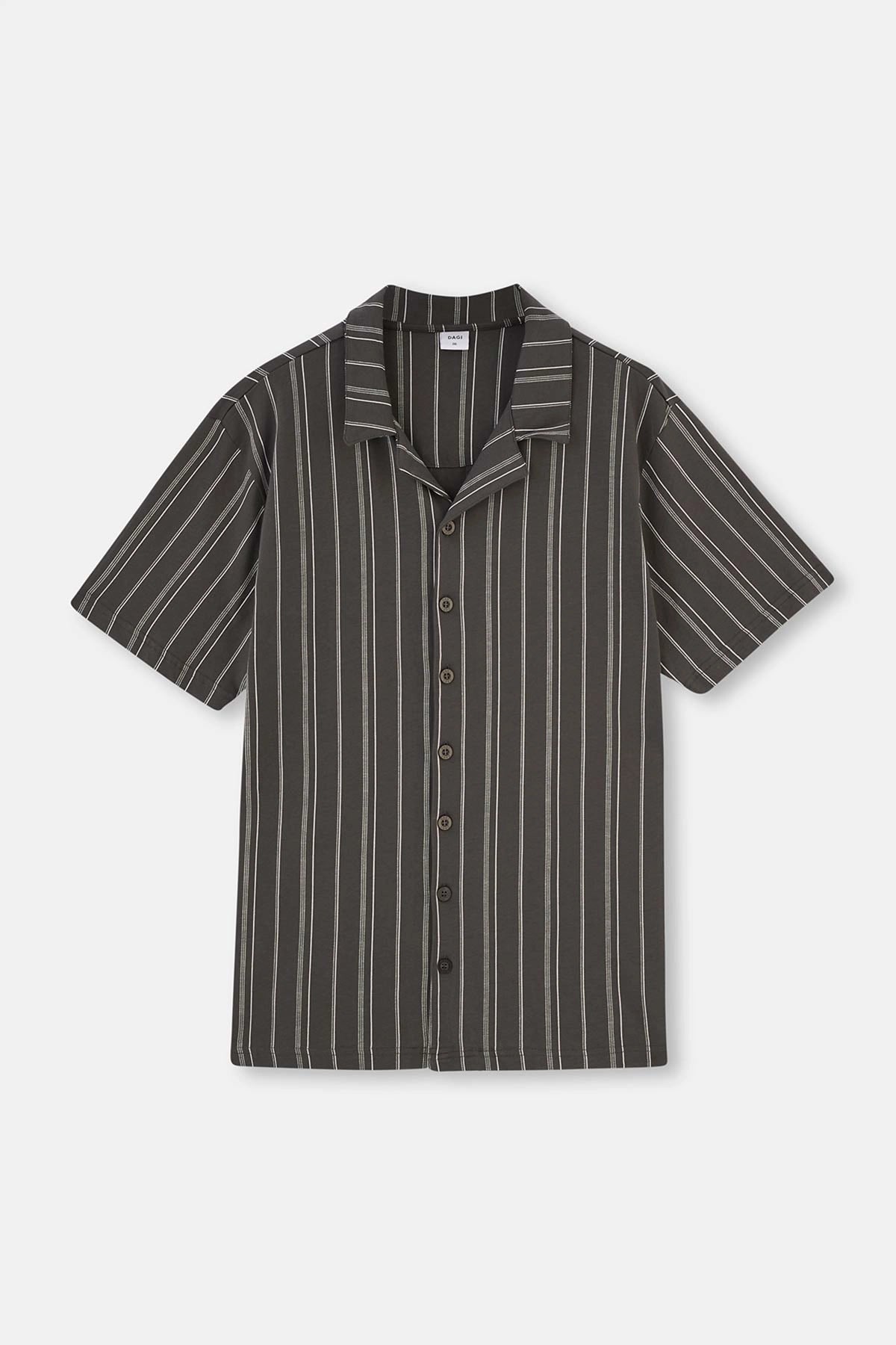 Antrasit Gömlek Yaka Çizgili Örme Pijama Takım