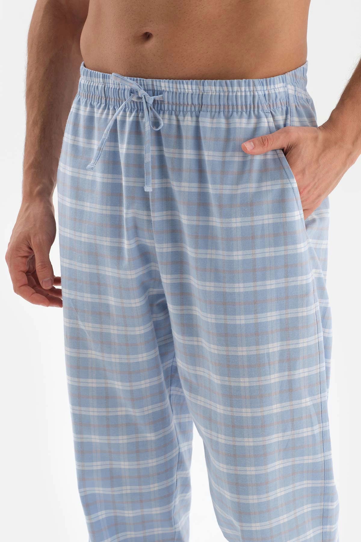 Ekru Bisiklet Yaka Kısa Kollu Altı Dokuma Pijama Takımı